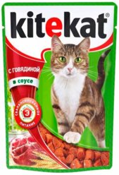 Влажный корм для кошек говядина в соусе Kitekat 85гр. *7шт