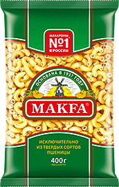 Макаронные изделия Рожки гладкие Makfa 400 гр.